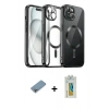 MARSİLYAN™- iPhone 12 Pro Max Kılıf Nova Işık Özel Seri - Siyah Polymer Nano Ekran Koruyucu + Shine Kamera Lens Koruma Cam - GI
