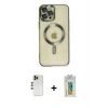 MARSİLYAN™- iPhone 12 Pro Max Kılıf Nova Işık Özel Seri - Siyah Polymer Nano Ekran Koruyucu + Shine Kamera Lens - GD
