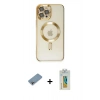 MARSİLYAN™- iPhone 12 Pro Max Kılıf Nova Işık Özel Seri - Siyah Polymer Nano Ekran Koruyucu + Shine Kamera Lens Koruma Cam - GI