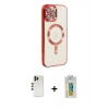 MARSİLYAN™- iPhone 12 Pro Max Kılıf Nova Işık Özel Seri - Siyah Polymer Nano Ekran Koruyucu + Shine Kamera Lens - GD
