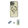 MARSİLYAN™- iPhone 12 Pro Max Kılıf Nova Işık Özel Seri - Siyah Polymer Nano Ekran Koruyucu + Shine Kamera Lens Koruma Cam - GI