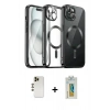 MARSİLYAN™- iPhone 12 Pro Max Kılıf Nova Işık Özel Seri - Siyah Polymer Nano Ekran Koruyucu + Shine Kamera Lens - GD