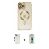MARSİLYAN™- iPhone 12 Pro Max Kılıf Nova Işık Özel Seri - Siyah Polymer Nano Ekran Koruyucu + Shine Kamera Lens - GD