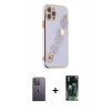 MARSİLYAN™- iPhone 12 Pro Max Kılıf Nova Işık Prime - Şeffaf 360 Full Body Arka Koruyucu + Beyaz Neon Fosforlu Kamera Lens