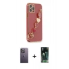 MARSİLYAN™- iPhone 12 Pro Max Kılıf Nova Işık Prime - Şeffaf 360 Full Body Arka Koruyucu + Beyaz Neon Fosforlu Kamera Lens