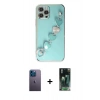 MARSİLYAN™- iPhone 12 Pro Max Kılıf Nova Işık Prime - Şeffaf 360 Full Body Arka Koruyucu + Neon Fosforlu Kamera Lens - MI