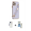 MARSİLYAN™- iPhone 12 Pro Max Kılıf Nova Işık Prime - Şeffaf Royal Nano Ekran Koruyucu + Shine Kamera Lens - LT