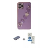 MARSİLYAN™- iPhone 12 Pro Max Kılıf Nova Işık Prime - Şeffaf Royal Nano Ekran Koruyucu + Mavi Renkli Kamera Lens Koruma Cam