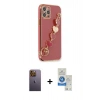 MARSİLYAN™- iPhone 12 Pro Max Kılıf Nova Işık Prime - Şeffaf Royal Nano Ekran Koruyucu + Neon Fosforlu Kamera Lens - SI