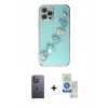MARSİLYAN™- iPhone 12 Pro Max Kılıf Nova Işık Prime - Şeffaf Royal Nano Ekran Koruyucu + Neon Fosforlu Kamera Lens - BZ