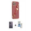 MARSİLYAN™- iPhone 12 Pro Max Kılıf Nova Işık Prime - Şeffaf Royal Nano Ekran Koruyucu + Neon Fosforlu Kamera Lens - BZ