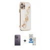 MARSİLYAN™- iPhone 12 Pro Max Kılıf Nova Işık Prime - Şeffaf Royal Nano Ekran Koruyucu + Neon Fosforlu Kamera Lens - BZ