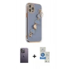 MARSİLYAN™- iPhone 12 Pro Max Kılıf Nova Işık Prime - Şeffaf Royal Nano Ekran Koruyucu + Neon Fosforlu Kamera Lens - BZ