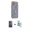 MARSİLYAN™- iPhone 12 Pro Max Kılıf Nova Işık Prime - Şeffaf Royal Nano Ekran Koruyucu + Neon Fosforlu Kamera Lens - SI