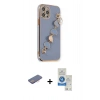 MARSİLYAN™- iPhone 12 Pro Max Kılıf Nova Işık Prime - Şeffaf Royal Nano Ekran Koruyucu + Pembe Renkli Kamera Lens Koruma Cam