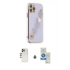 MARSİLYAN™- iPhone 12 Pro Max Kılıf Nova Işık Prime - Şeffaf Royal Nano Ekran Koruyucu + Shine Kamera Lens - GD