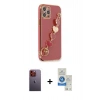 MARSİLYAN™- iPhone 12 Pro Max Kılıf Nova Işık Prime - Şeffaf Royal Nano Ekran Koruyucu + Neon Fosforlu Kamera Lens - TU