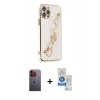 MARSİLYAN™- iPhone 12 Pro Max Kılıf Nova Işık Prime - Şeffaf Royal Nano Ekran Koruyucu + Neon Fosforlu Kamera Lens - TU
