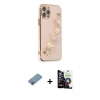 MARSİLYAN™- iPhone 12 Pro Max Kılıf Nova Işık Prime - Şeffaf Temperli Cam Ekran Koruyucu + Gökkuşağı Shine Kamera Lens Koruma Cam