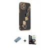 MARSİLYAN™- iPhone 12 Pro Max Kılıf Nova Işık Prime - Şeffaf Temperli Cam Ekran Koruyucu + Gökkuşağı Shine Kamera Lens Koruma Cam