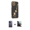 MARSİLYAN™- iPhone 12 Pro Max Kılıf Nova Işık Prime - Şeffaf Temperli Cam Ekran Koruyucu + Neon Fosforlu Kamera Lens - MI