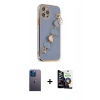 MARSİLYAN™- iPhone 12 Pro Max Kılıf Nova Işık Prime - Şeffaf Temperli Cam Ekran Koruyucu + Neon Fosforlu Kamera Lens - MI