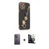 MARSİLYAN™- iPhone 12 Pro Max Kılıf Nova Işık Prime - Şeffaf Temperli Cam Ekran Koruyucu + Neon Fosforlu Kamera Lens - BZ
