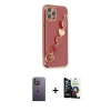 MARSİLYAN™- iPhone 12 Pro Max Kılıf Nova Işık Prime - Şeffaf Temperli Cam Ekran Koruyucu + Neon Fosforlu Kamera Lens - BZ