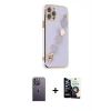 MARSİLYAN™- iPhone 12 Pro Max Kılıf Nova Işık Prime - Şeffaf Temperli Cam Ekran Koruyucu + Neon Fosforlu Kamera Lens - BZ