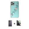 MARSİLYAN™- iPhone 12 Pro Max Kılıf Nova Işık Prime - Şeffaf Temperli Cam Ekran Koruyucu + Neon Fosforlu Kamera Lens - BZ