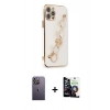 MARSİLYAN™- iPhone 12 Pro Max Kılıf Nova Işık Prime - Şeffaf Temperli Cam Ekran Koruyucu + Neon Fosforlu Kamera Lens - BZ