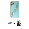 MARSİLYAN™- iPhone 12 Pro Max Kılıf Nova Işık Prime - Şeffaf Temperli Cam Ekran Koruyucu + Pembe Renkli Kamera Lens Koruma Cam