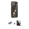 MARSİLYAN™- iPhone 12 Pro Max Kılıf Nova Işık Prime - Şeffaf Temperli Cam Ekran Koruyucu + Renkli Kamera Lens Koruma Cam - TU