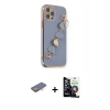 MARSİLYAN™- iPhone 12 Pro Max Kılıf Nova Işık Prime - Şeffaf Temperli Cam Ekran Koruyucu + Renkli Kamera Lens Koruma Cam - TU