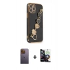 MARSİLYAN™- iPhone 12 Pro Max Kılıf Nova Işık Prime - Şeffaf Temperli Cam Ekran Koruyucu + Neon Fosforlu Kamera Lens - SI