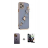 MARSİLYAN™- iPhone 12 Pro Max Kılıf Nova Işık Prime - Şeffaf Temperli Cam Ekran Koruyucu + Neon Fosforlu Kamera Lens - SI