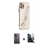 MARSİLYAN™- iPhone 12 Pro Max Kılıf Nova Işık Prime - Şeffaf Temperli Cam Ekran Koruyucu + Neon Fosforlu Kamera Lens - SI