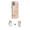 MARSİLYAN™- iPhone 12 Pro Max Kılıf Nova Işık Prime - Şeffaf Uv Polymer Nano Ekran Koruyucu + Gold Shine Kamera Lens