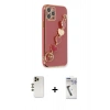 MARSİLYAN™- iPhone 12 Pro Max Kılıf Nova Işık Prime - Şeffaf Uv Polymer Nano Ekran Koruyucu + Gold Shine Kamera Lens