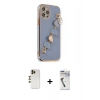 MARSİLYAN™- iPhone 12 Pro Max Kılıf Nova Işık Prime - Şeffaf Uv Polymer Nano Ekran Koruyucu + Gold Shine Kamera Lens