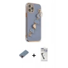 MARSİLYAN™- iPhone 12 Pro Max Kılıf Nova Işık Prime - Şeffaf Uv Polymer Nano Ekran Koruyucu + Metal Kamera Lens Koruma Cam - KI
