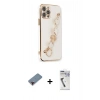 MARSİLYAN™- iPhone 12 Pro Max Kılıf Nova Işık Prime - Şeffaf Uv Polymer Nano Ekran Koruyucu + Metal Kamera Lens Koruma Cam - KI