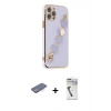 MARSİLYAN™- iPhone 12 Pro Max Kılıf Nova Işık Prime - Şeffaf Uv Polymer Nano Ekran Koruyucu + Mavi Renkli Kamera Lens Koruma Cam