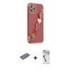 MARSİLYAN™- iPhone 12 Pro Max Kılıf Nova Işık Prime - Şeffaf Uv Polymer Nano Ekran Koruyucu + Mavi Renkli Kamera Lens Koruma Cam