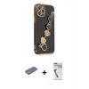 MARSİLYAN™- iPhone 12 Pro Max Kılıf Nova Işık Prime - Şeffaf Uv Polymer Nano Ekran Koruyucu + Mavi Renkli Kamera Lens Koruma Cam
