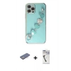 MARSİLYAN™- iPhone 12 Pro Max Kılıf Nova Işık Prime - Şeffaf Uv Polymer Nano Ekran Koruyucu + Mavi Renkli Kamera Lens Koruma Cam