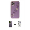MARSİLYAN™- iPhone 12 Pro Max Kılıf Nova Işık Prime - Şeffaf Uv Polymer Nano Ekran Koruyucu + Neon Fosforlu Kamera Lens - YL