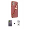 MARSİLYAN™- iPhone 12 Pro Max Kılıf Nova Işık Prime - Şeffaf Uv Polymer Nano Ekran Koruyucu + Neon Fosforlu Kamera Lens - YL