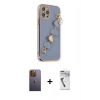 MARSİLYAN™- iPhone 12 Pro Max Kılıf Nova Işık Prime - Şeffaf Uv Polymer Nano Ekran Koruyucu + Sarı Neon Fosforlu Kamera Lens
