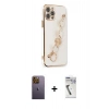 MARSİLYAN™- iPhone 12 Pro Max Kılıf Nova Işık Prime - Şeffaf Uv Polymer Nano Ekran Koruyucu + Sarı Neon Fosforlu Kamera Lens